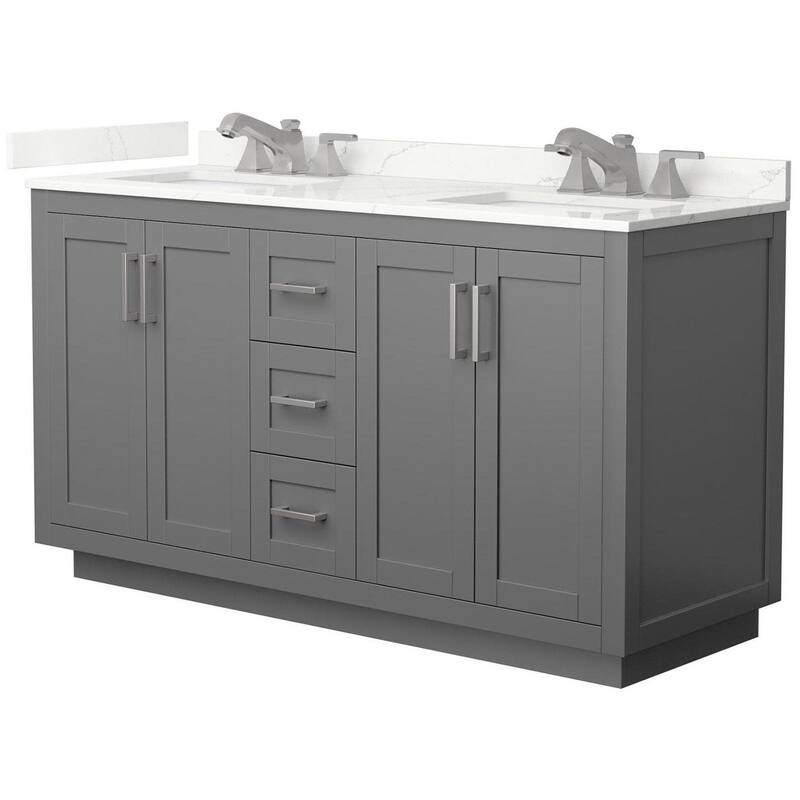 Wyndham Collection WCF292960D-QTZ-US3MXX Miranda 60" Free Standing - Dark Gray / Giotto Quartz Top / Brushed Nickel