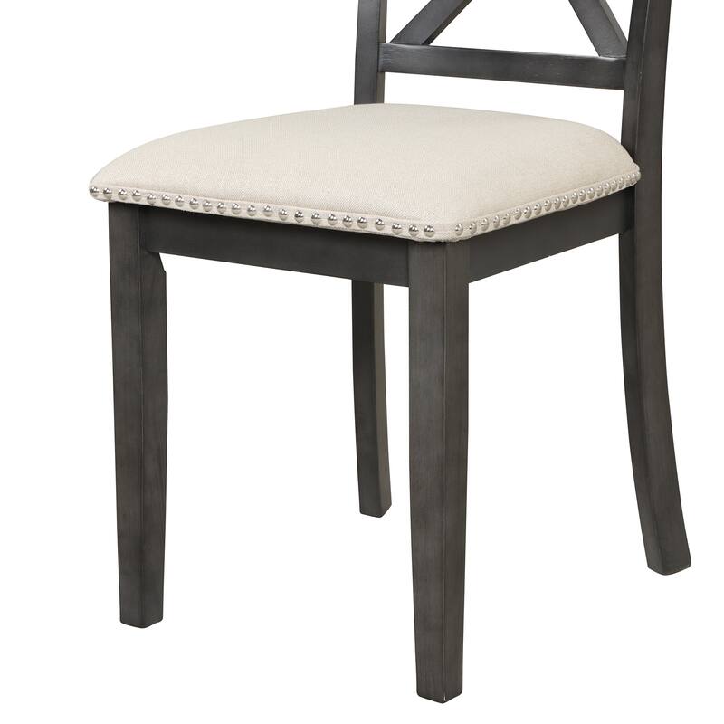 Kitchen Table Chairs Set for 4, 5 Piece Wood Dining Room Table with Round Table and 4 Solid Wood Chairs for Kitchen Room