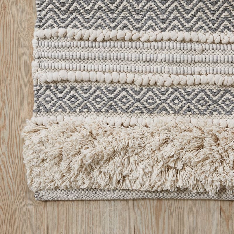Woven Texture Stripe Bath Rug Grey 20x32"