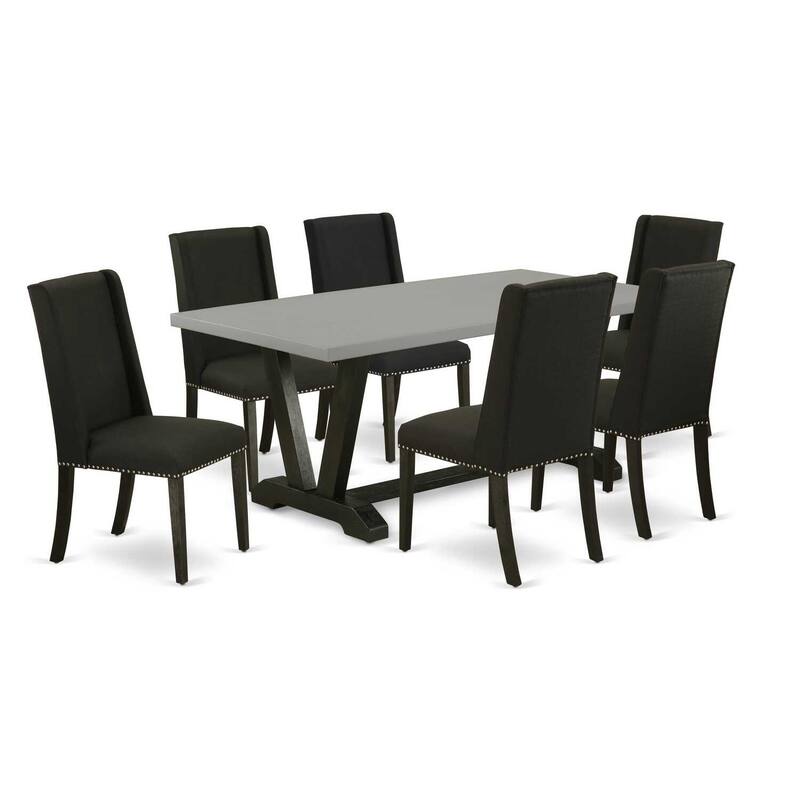 Hollywood Regency Kitchen Set - 7 Piece Dining Set - 6 Parsons Chairs & Table - Solid Wood - 72