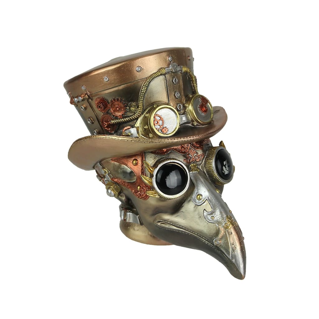 Steampunk Plague Doctor Copper And Bronze Resin Statue 6.75 Inch - 6.75 X 8 X 5.75 inches