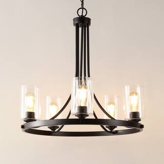 SAFAVIEH Chandelier Collection Emersyn 25" Modern & Contemporary Chandelier (5-bulb) - 25" W x 25" D x 88" H