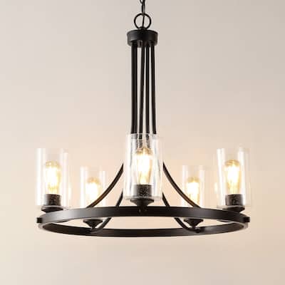 SAFAVIEH Chandelier Collection Emersyn 25" Modern & Contemporary Chandelier (5-bulb) - 25" W x 25" D x 88" H