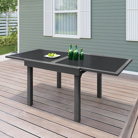 Crestlive Products Outdoor Aluminum Expandable Multifunctional Table - 35.4"W x 35.4-70.9"L x 29.5"H