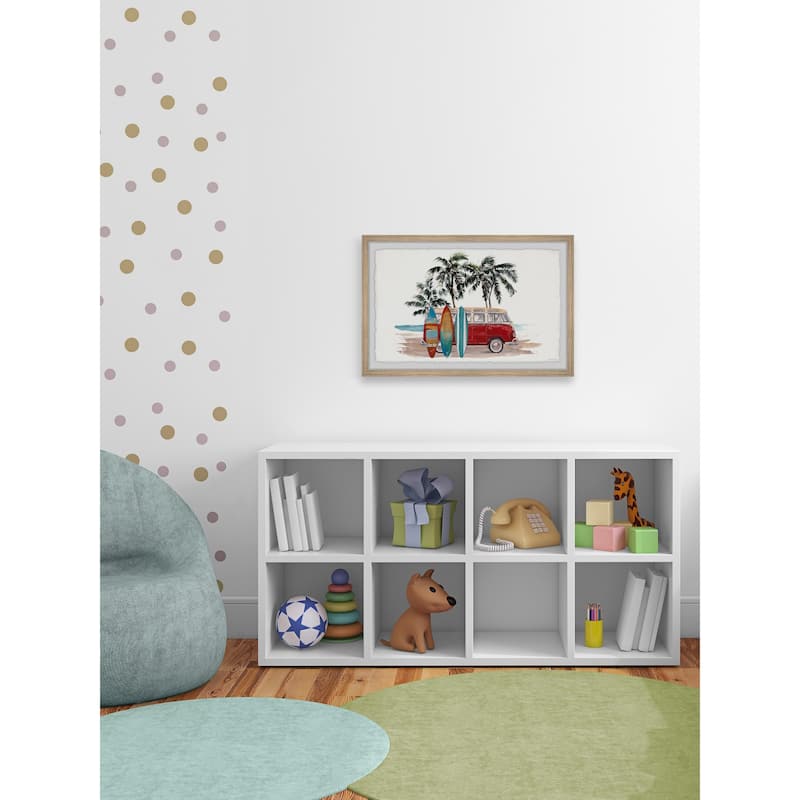 'Red Surf Van' Framed Painting Print