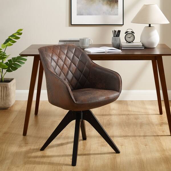 Art Leon Midcentury Swivel Office Accent Chair with BLack Oak Legs
