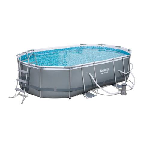 Bestway Power Steel 16 Foot x 10 Foot x 42 Inch Oval Frame Pool Set