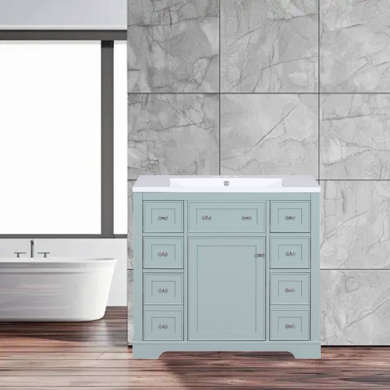 Modern 36" Freestanding Bathroom Vanity with Sink, Cabinet, Drawers & Adjustable Shelf