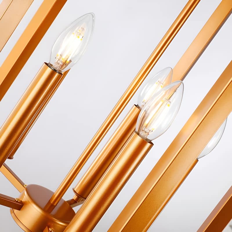 5-Light Minimalist Geometric Cage Chandelier, Modern Pendant Light