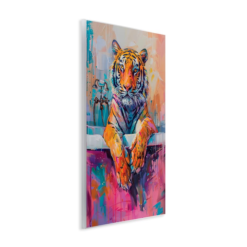 Stupell Bathing Tiger in Bright Tub Wall Plaque Art Design By LSR Design Studio