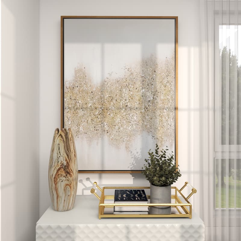 CosmoLiving by Cosmopolitan Canvas Glitter Flakes Geode Living Room Framed Wall Art with Gold Frame