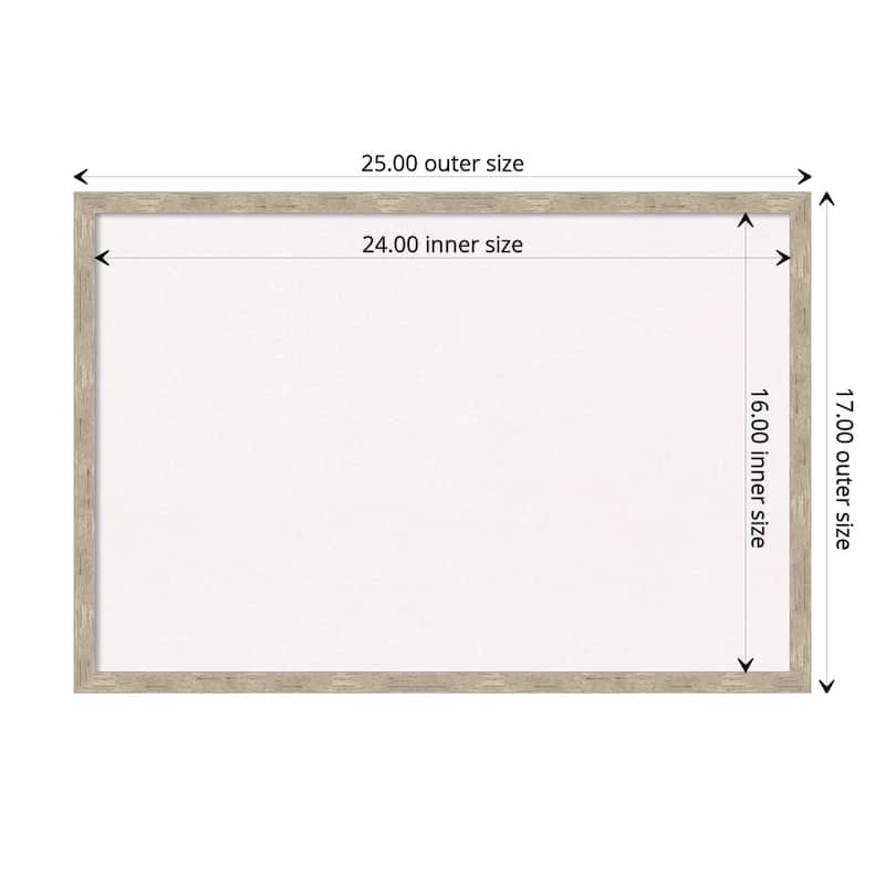 Imprint Wood Framed White Corkboard Bulletin Board - Imprint Light Pewter - Board Size 24x16