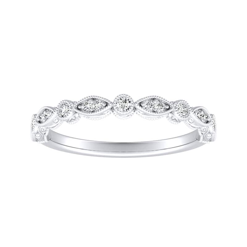 Auriya 1/8ctw Vintage Diamond Wedding Band 14k Gold Stackable - White - 6
