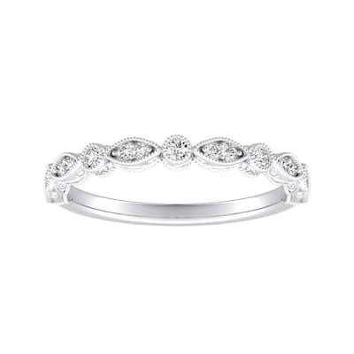 Auriya 1/8ctw Vintage Diamond Wedding Band 18k Gold Stackable