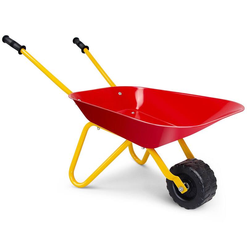 Gymax Kids Metal Wheelbarrow Children's Size Ourdoor Garden Backyard