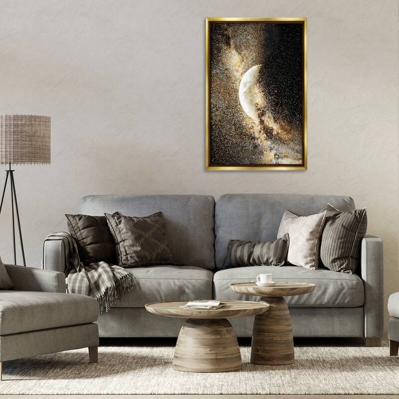 Stupell Starry Nebula Crescent Moon Framed Floater Canvas Wall Art Design By Gemma Bardot