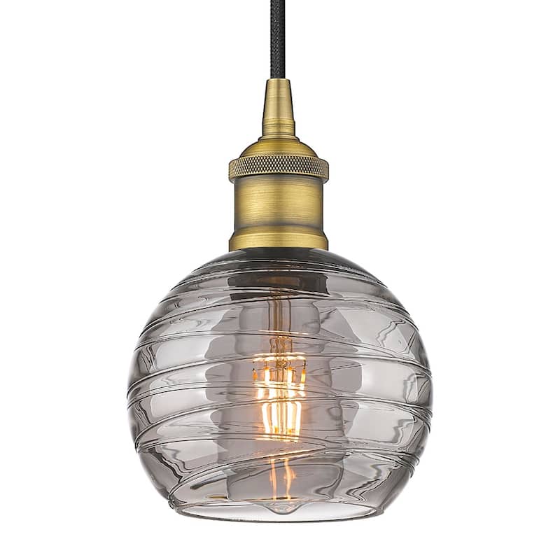 Innovations Lighting 616-1P 8 6 Athens Deco Swirl Pendant Athens Deco - Brushed Brass / Light Smoke Deco Swirl