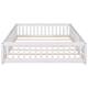 Twin/Full/Queen size Floor Platform Bed with Fence and Door for Kids, Toddlers