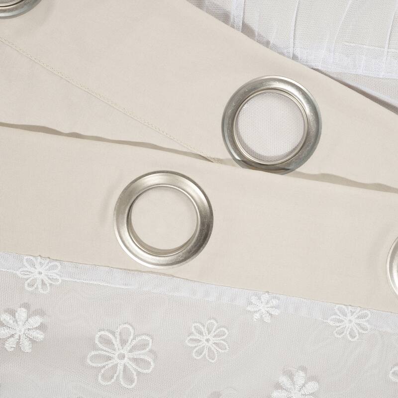 Lush Decor Dylin Flower Embroidery Window Curtain Panel Single