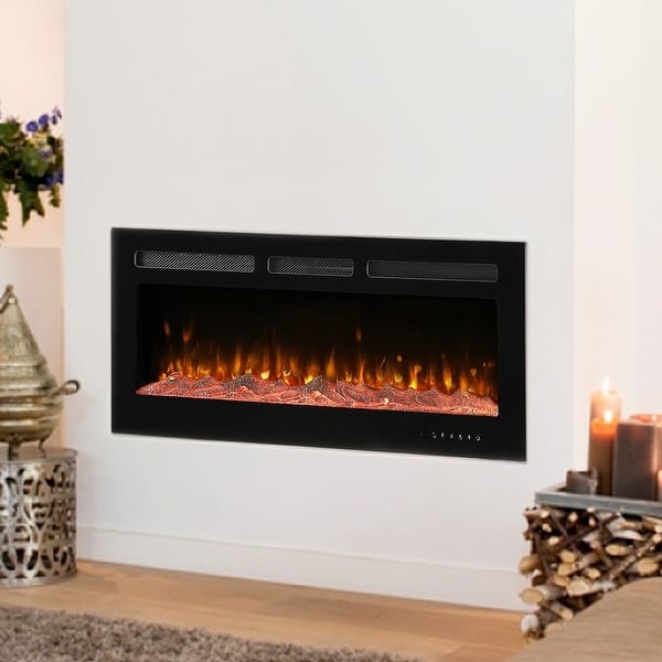 Ledel 40-inch Recessed and Wall Mounted Heating Electric Fireplace with  Remote Control and Adjustable Flame Colors - 40 inch - On Sale - Bed Bath u0026  Beyond - 34626274