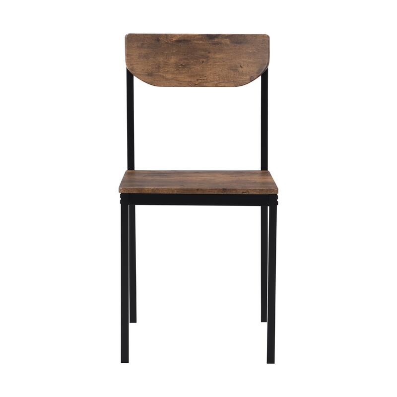 3 Piece Foldable Dining Table Set, Wood Kitchen Furniture Set with 2 Chairs and Drop Leaf Table with Metal Frame
