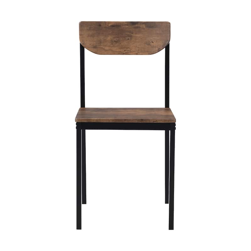 Roomfitters Modern 3-Piece Round Dining Table Set with Dual Drop Leaf and 2 Chairs for Small Spaces, Rustic Brown & Black