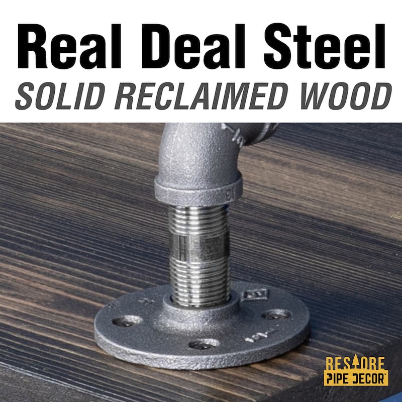 Restore by PIPE DECOR Industrial 3 Tier Solid Wood & Steel Pipe Bar Cart with Wheels