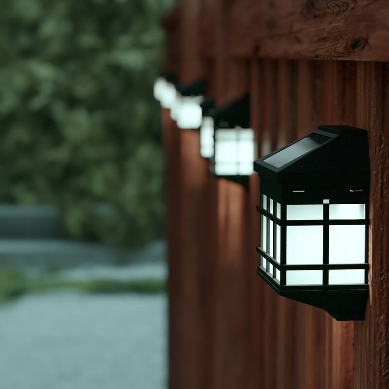 Decorative Wall Mount Solar Powered Lighting for Decks and Fencing - Set of 6 - Black