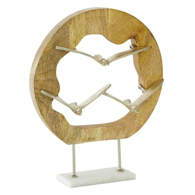 Aluminum Metal Bird Decorative Sculpture - Brown - Roche River Decor
