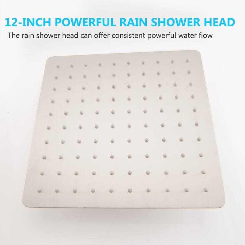 Proox 12" Pressure Balancing Shower Rain Valve with Tub Faucet Spout Set Handheld