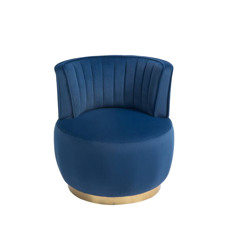 Swivel Barrel Chair, Comfy Velvet Upholstered Accent Sofa Chair, Leisure Club Chair with Shell-Shaped Back & Angled Armrests
