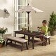 preview thumbnail 1 of 3, KidKraft Outdoor Wooden Table & Bench with Cushions and Umbrella, Espresso