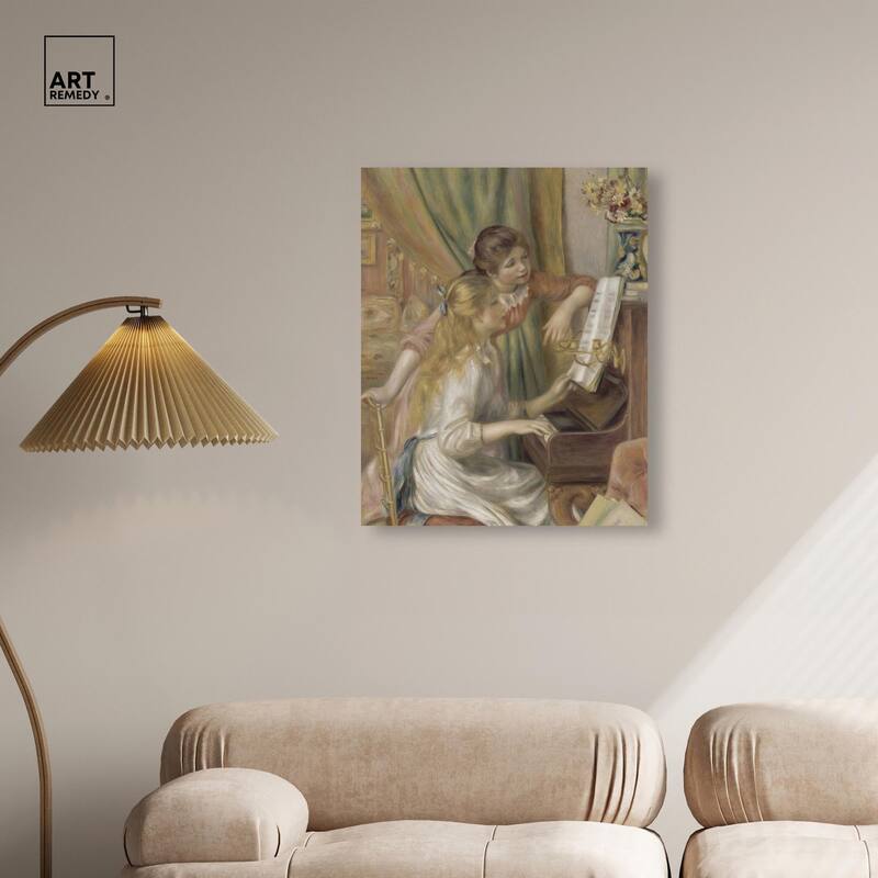 Young Girls at the Piano Canvas by Art Remedy, Gallery Wrapped