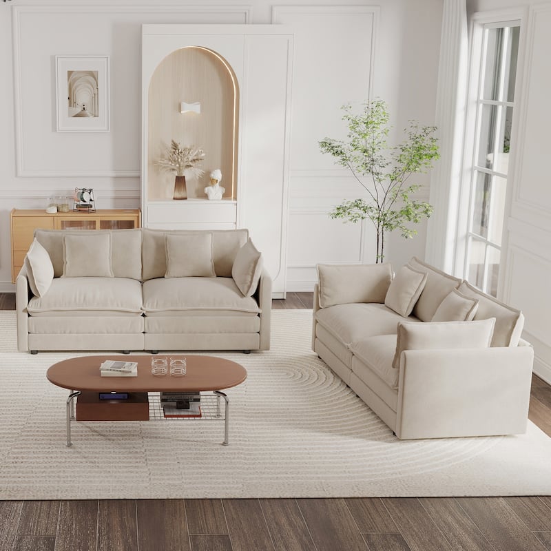Cloud Chenille Upholstered Modular Sectional Sofa with DIY Combination Design