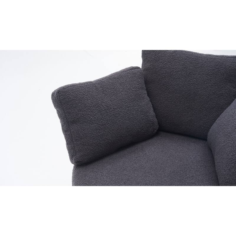 Chenille Upholstered Swivel Accent Chair, Cozy Club Chair with 2 Thorw Pillows, Oversized Lounge Armchair with Metal Base