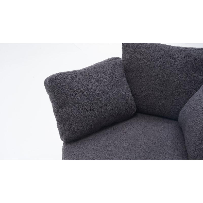 Dark Gray Modern 31.5" Upholstered Swivel Barrel Chair with Storage and Back Cushion
