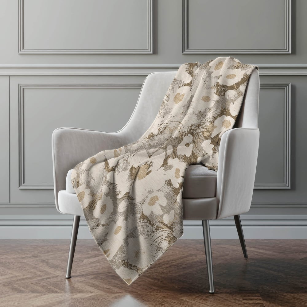 Premium Machine Washable Modern Floral Sherpa Throw Blanket