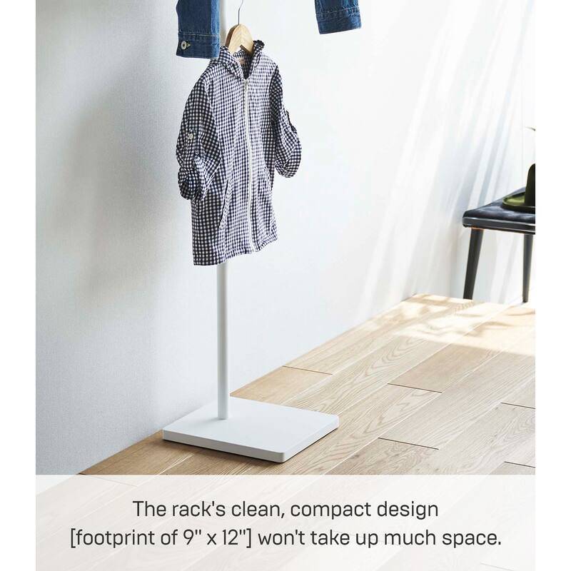 Yamazaki Home Coat Rack, Steel and Wood - L 11.81 x W 9.06 x H 63.98 inches