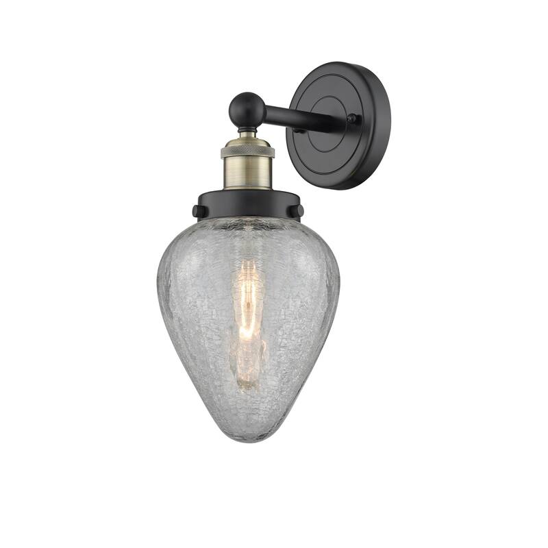 Innovations Lighting 616-1W-12-6 Geneseo Sconce Geneseo 12" Tall Wall - Black Antique Brass / Clear Crackle