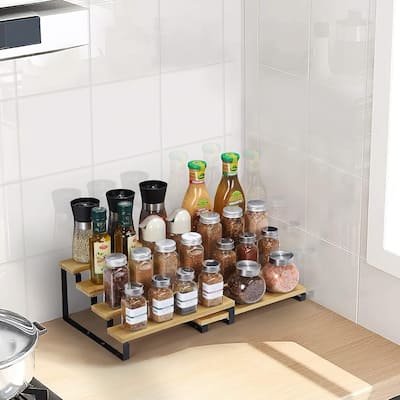 4-Tier Bamboo Spice Rack Organizer for Cabinet