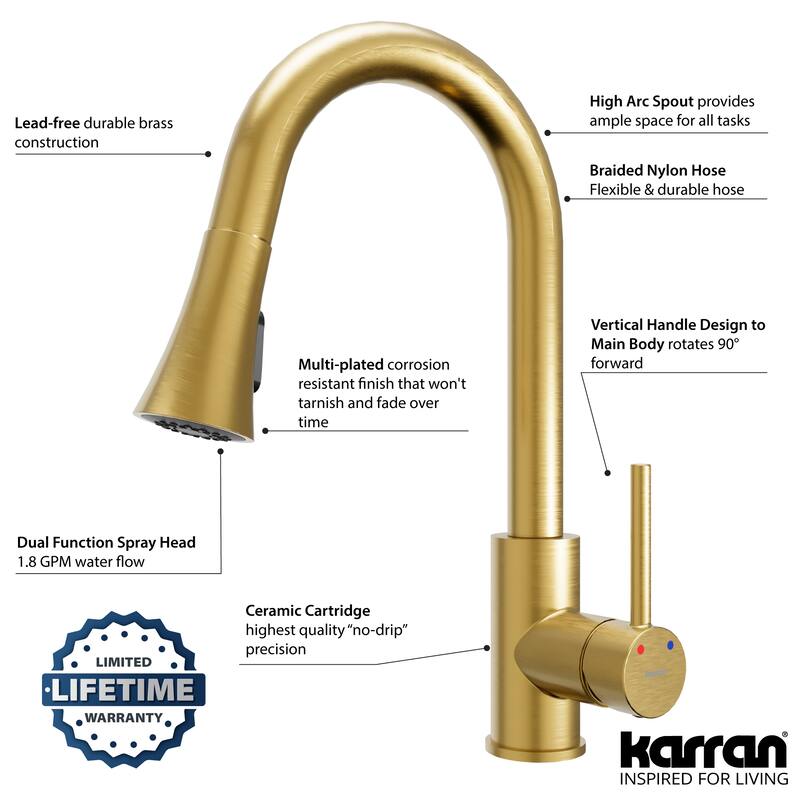 Karran Weybridge Single-Handle Pull-Down Sprayer Kitchen Faucet