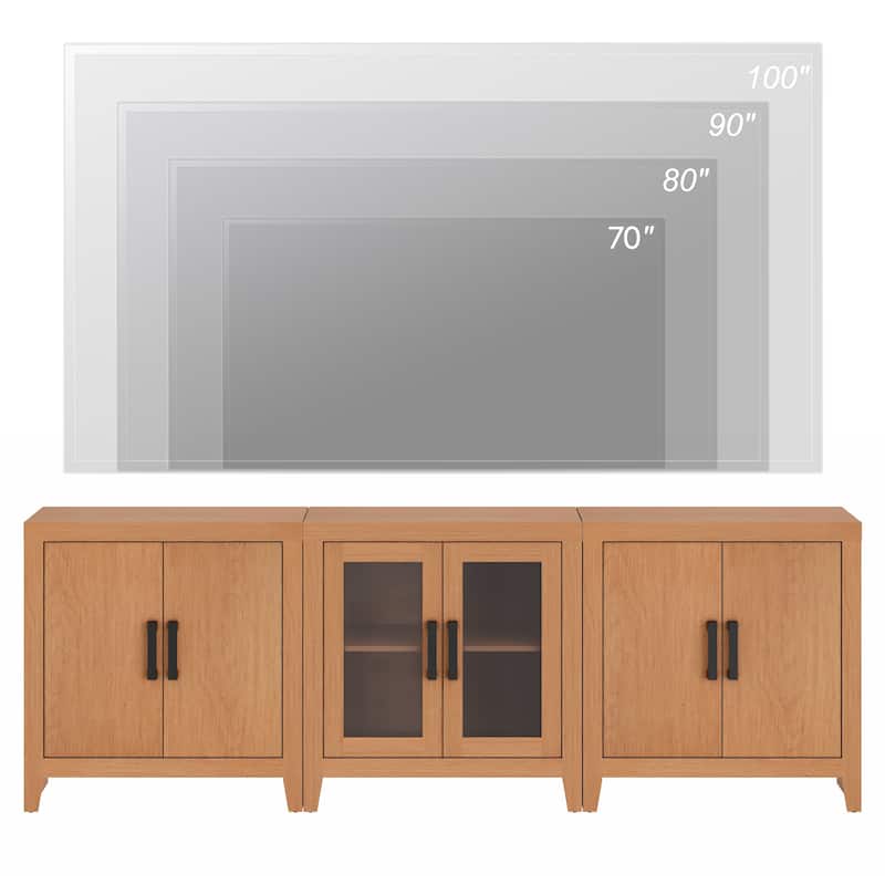 WAMPAT 75-Inch Farmhouse TV Stand, Modular Media Console with Doors & Adjustable Shelves - n/a