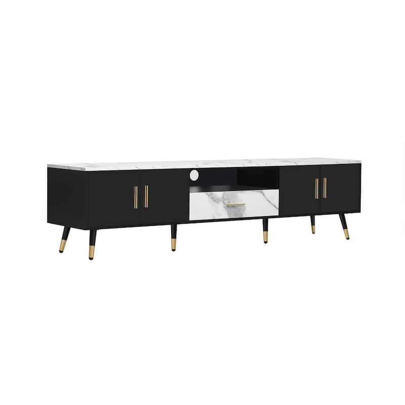 70.8" TV Stand with 2 Cabinets and Open Compartments for TVs Up to 80"