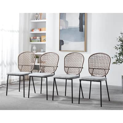 Matt Black Modern 23.22" Upholstered Accent Chairs with Powder-Coated Stainless Steel Frame (Set of 4)