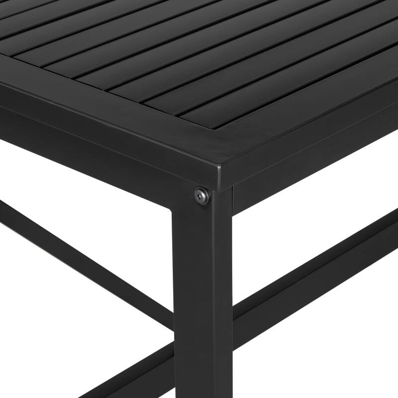 5 Piece Outdoor Iron Dining Set with Acacia Wood Armrest and Removable Cushions