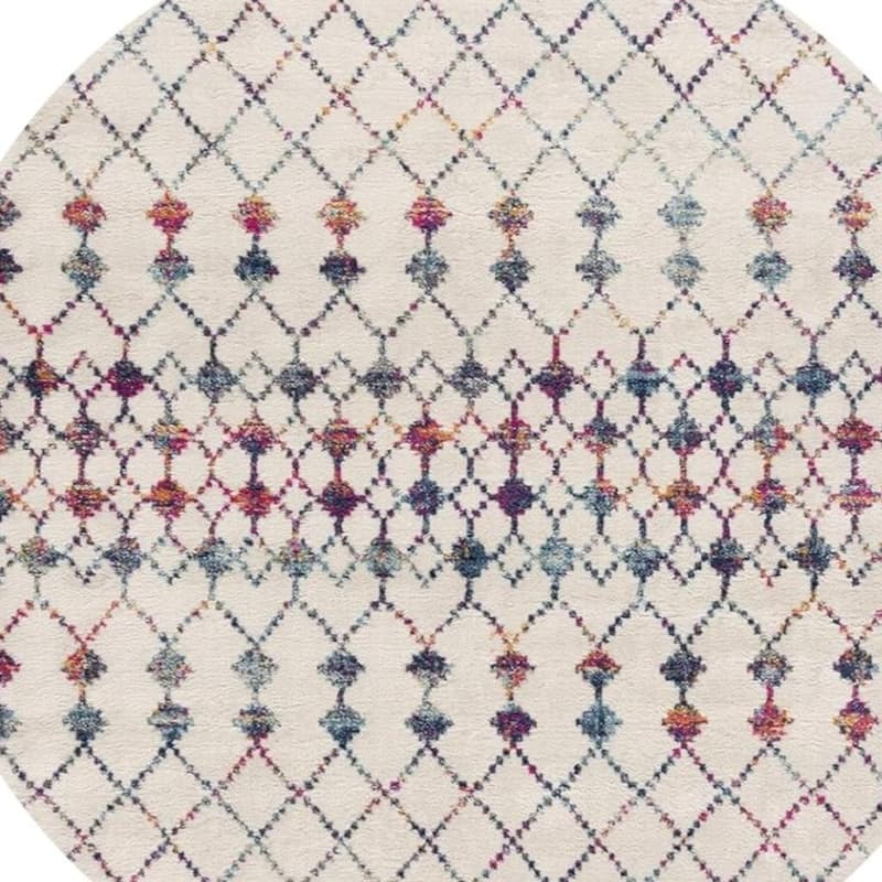 HomeRoots Peri Abstract Modern Round Area Rug