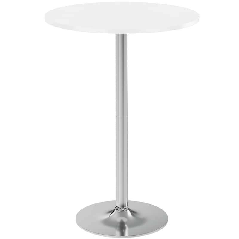 Homall Bistro Pub Table Round Bar Height Cocktail Table Metal Base MDF Top Obsidian Table with Black Leg 23.8inch Top - N/A - Silver