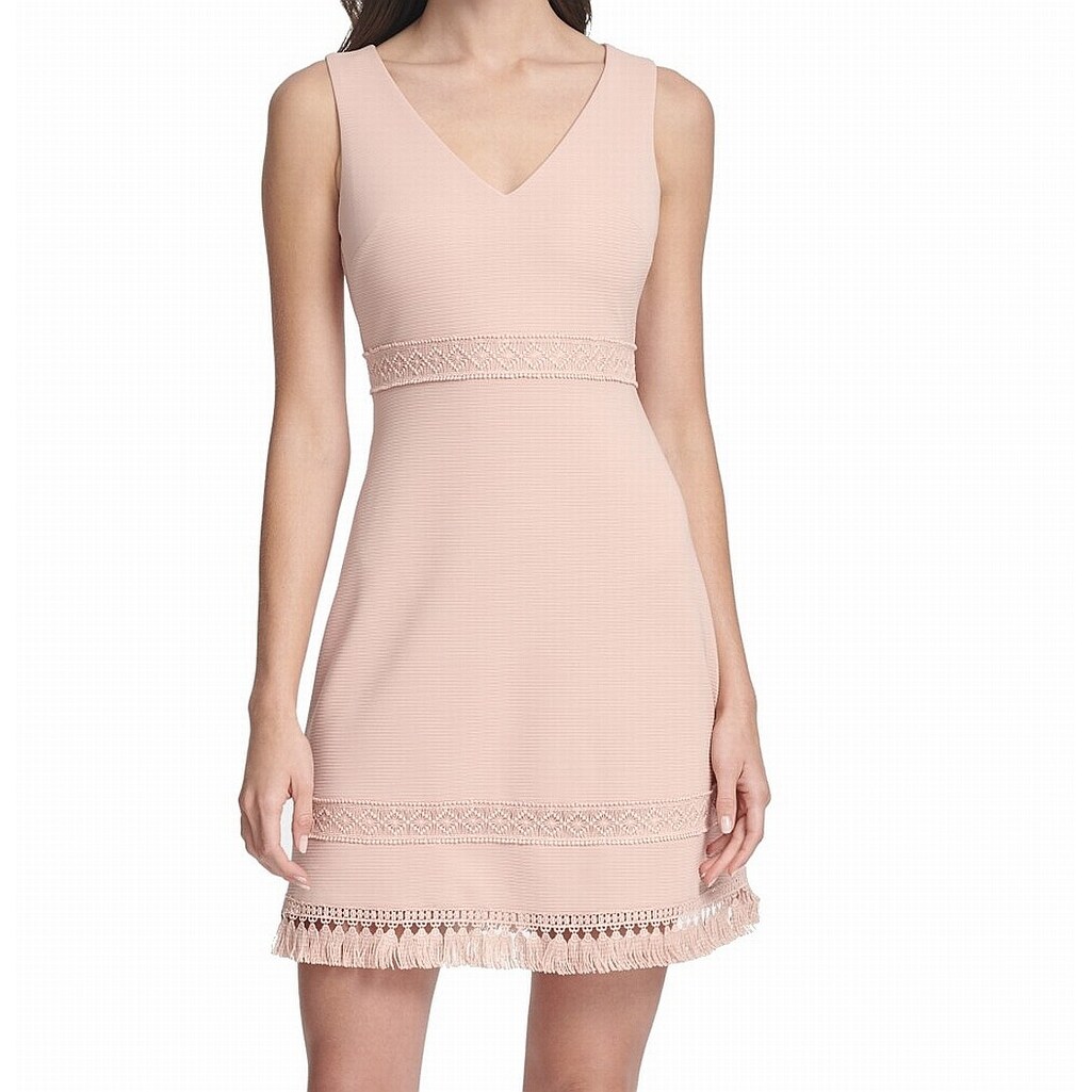 blush pink v neck dress