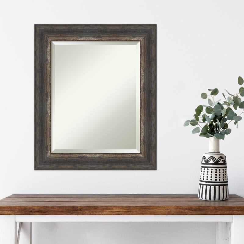 Beveled Wall Mirror - Bark Rustic Char Frame