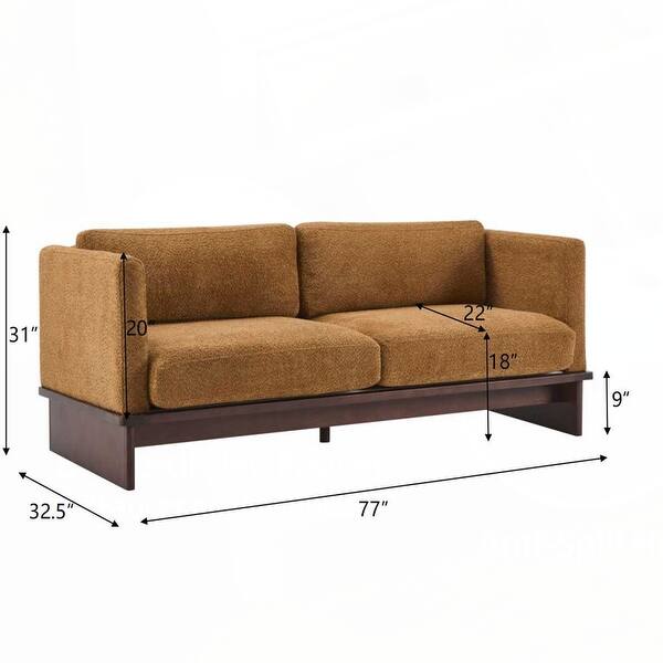 Square Arm Modern 3 Seater Boucle Sofa Upholstered Couch - Bed Bath ...
